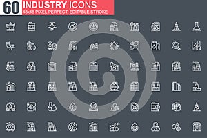 Heavy industry thin line icon set.