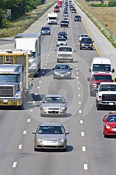 Heavy Interstate Traffic On Highway