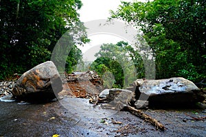 Heavy landslides happened in the Nedumpoyil Ghat in Kerala