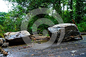 Heavy landslides happened in the Nedumpoyil Ghat in Kerala