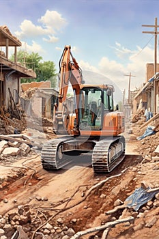 heavy machinery excavating at a construction site