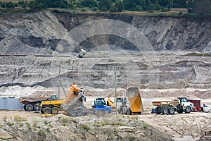 Heavy machinery heavy trucks working