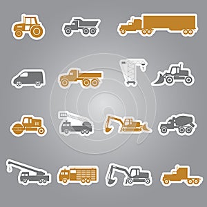 Heavy machinery stickers set