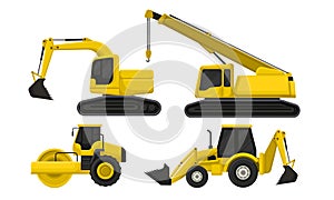 Heavy Machinery or Transport for Construction Work Vector Set