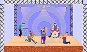 Heavy metal band flat vector illustration