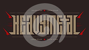 Heavy metal - brutal font for labels, headlines, music posters or t-shirt print. Horizontal inscription