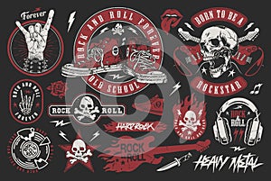 Heavy metal colorful set stickers