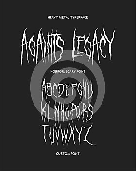 Heavy metal font Againts legacy typography vector punk rock hardcore dark music typerface editable