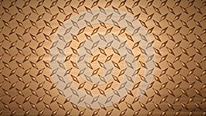 Heavy metal gold background diamond plate nonskid steel gold texture 3D illustration