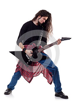 Heavy metal guitarist playing