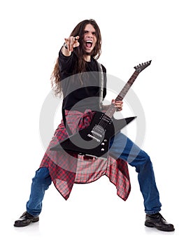 Heavy metal guitarist playing the guitar