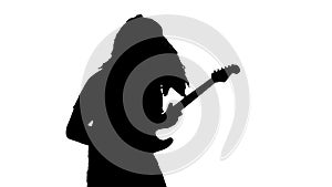 Heavy Metal Guitarist Rocking Out Silhouette For Compositing