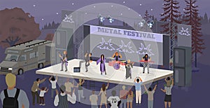 Heavy metal rock festival celebration vector illustration