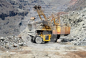 Heavy mining dump truck