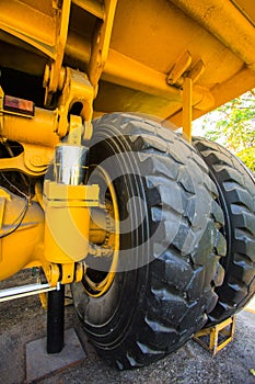 Heavy mining truck in mine and driving along the opencast. Photo of the big mine truck, The career heavy-load super car