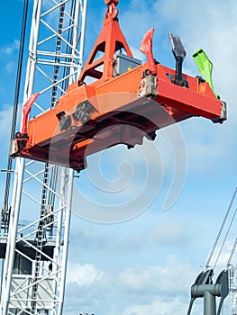 Heavy port crane ready for loading.