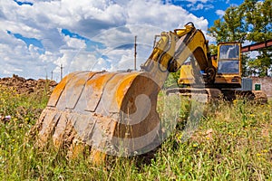 Heavy Power Bulldozer work on a building site