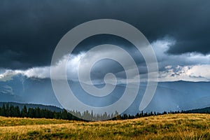 Heavy rain in mountains