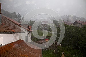 Heavy rain over village