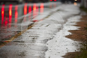 Heavy rain on the road