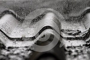 Heavy rain on the roof, which was used as the background.