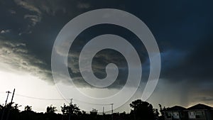 Heavy rain storm clouds, thunderstorm dramatic sky