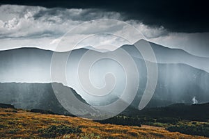 Heavy rainfall. Location Carpathian, Ukraine, Europe