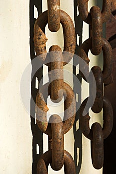 Heavy rusted chain links