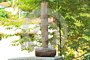 Sledge hammer with the wooden handle