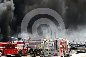 Heavy smoke over a fire scene