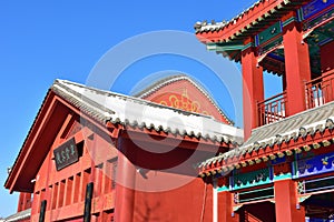 After heavy snow,the antique architecture in the Country Park of Xiong\'an New Area in China