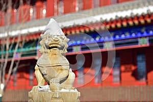 After heavy snow,the antique architecture in the Country Park of Xiong\'an New Area in China