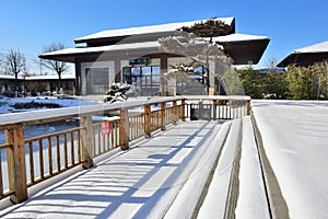 After heavy snow,the antique architecture in the Country Park of Xiong\'an New Area in China