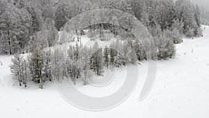 Heavy snow falling over the italian alps