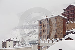 Snowfall in the hills of Soldeu, Andorra photo