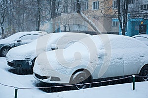 Heavy snowfall in town winter