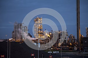 Heavy steel industry at steel factory at night