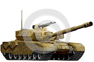Heavy tank with desert camouflage with fictional design - isolated object on white background. 3d illustration