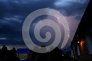 Heavy thunder storm clouds and lightning