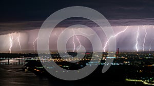 Heavy thunderstorm over the big city.