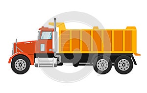 Heavy tipper truck isolated on white background