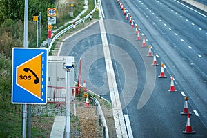 heavy traffic in blurry motion on UK motorway in England