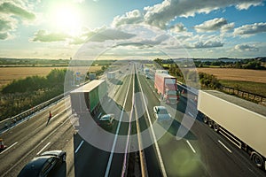 heavy traffic in blurry motion on UK motorway in England