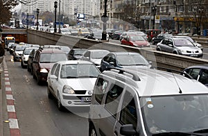 Heavy traffic in Bucharest