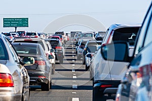 Heavy traffic on one of the freeways crossing East San Francisco bay area