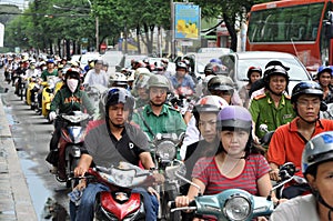 Heavy traffic in Saigon