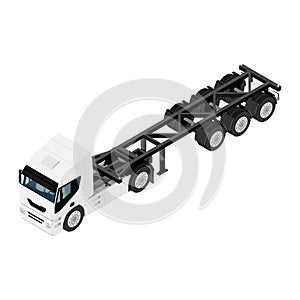 Heavy transport truck without container isometric view isolated on white background