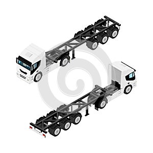 Heavy transport truck without container isometric view isolated on white background