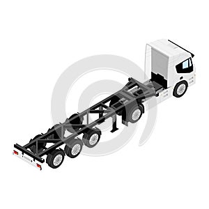 Heavy transport truck without container isometric view isolated on white background
