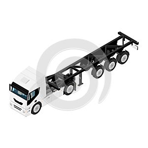 Heavy transport truck without container isometric view isolated on white background